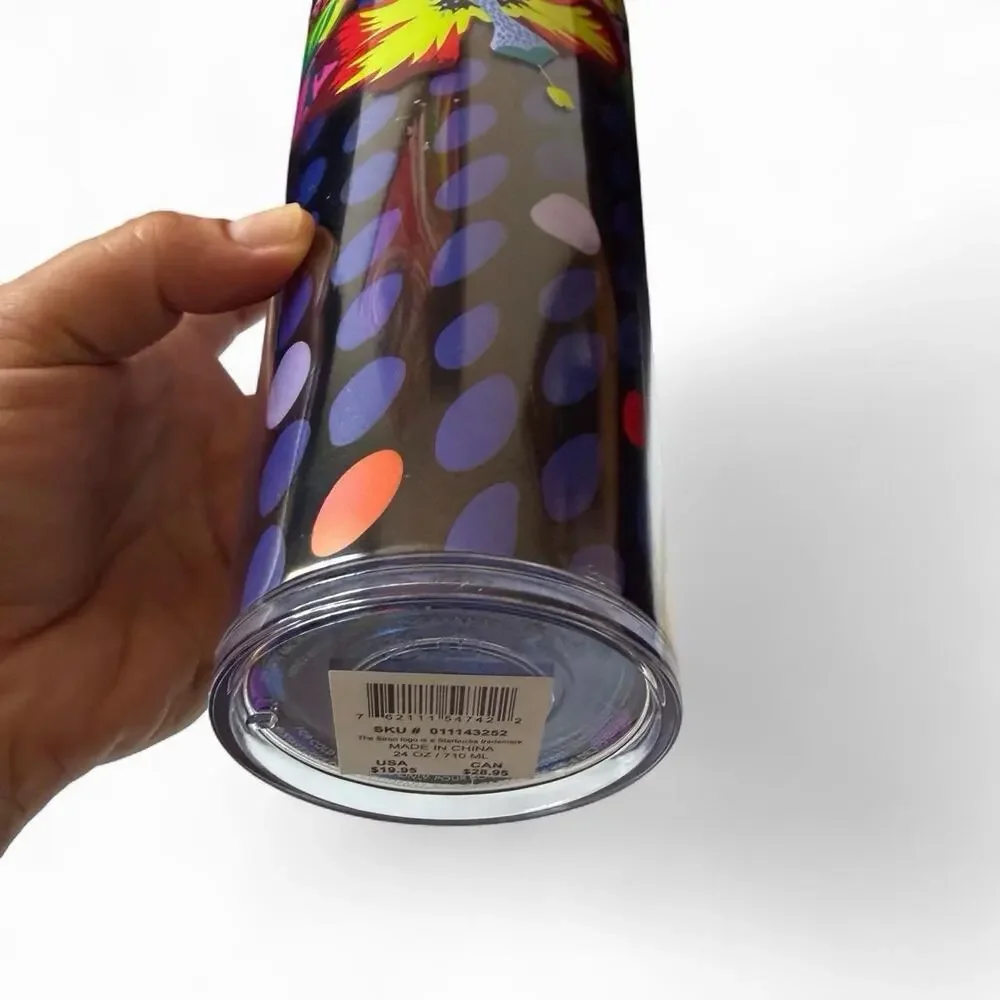 Starbucks Summer 2023 Blue Hawaii Floral Hibiscus Cold Cup Tumbler Venti 24 oz
